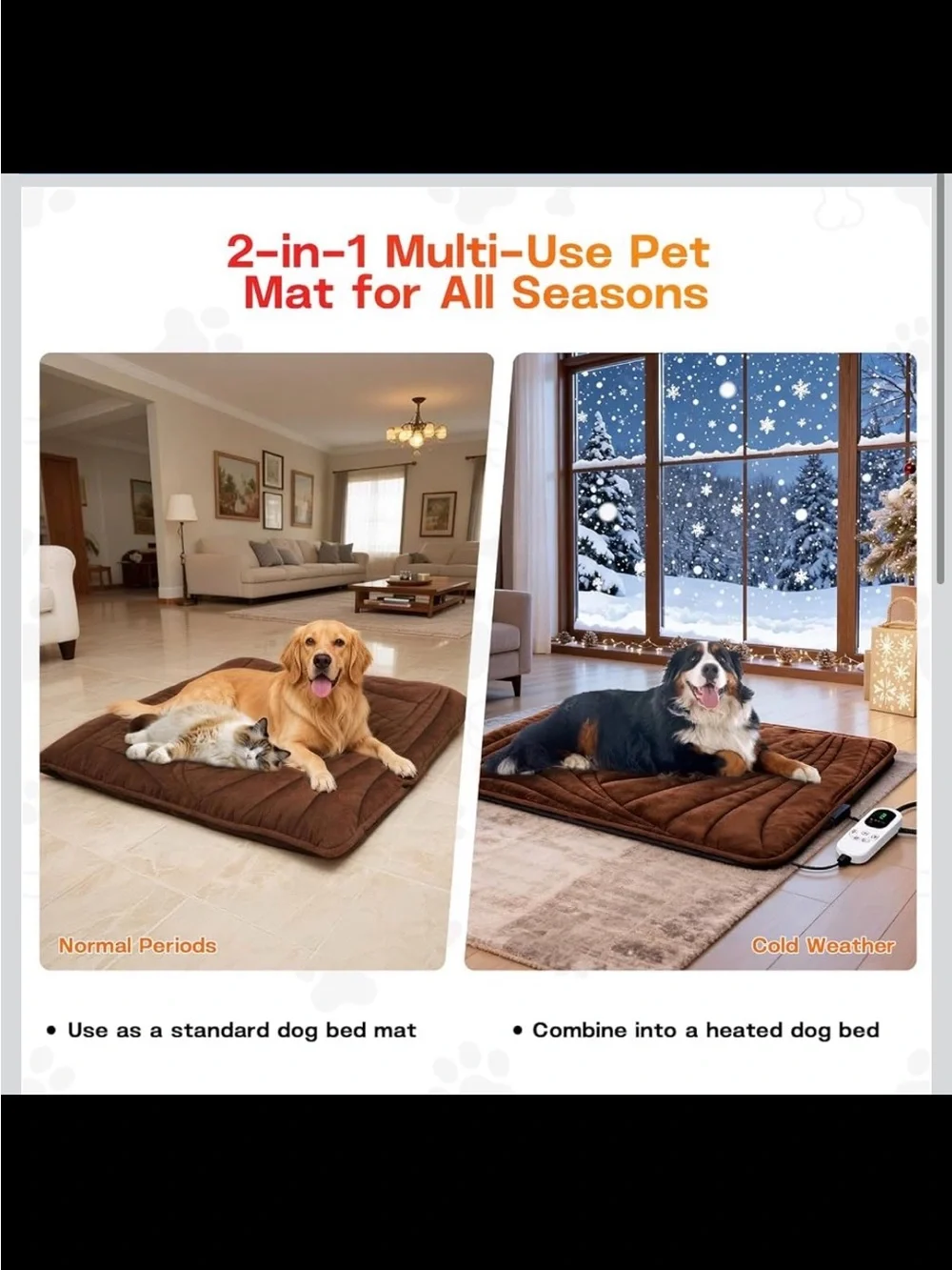 Dog Heating Pad with Washable Cover, Adjustable Temperature & Timer - New in Box